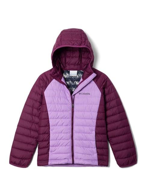 columbia kids powder lite purple & maroon color block full sleeves jacket
