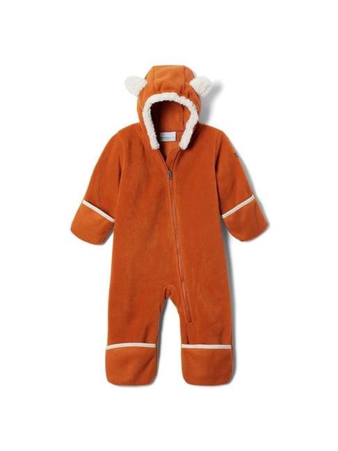 columbia kids tiny bear ii orange & white regular fit full sleeves bodysuit