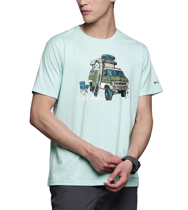 columbia light green printed regular fit t-shirt