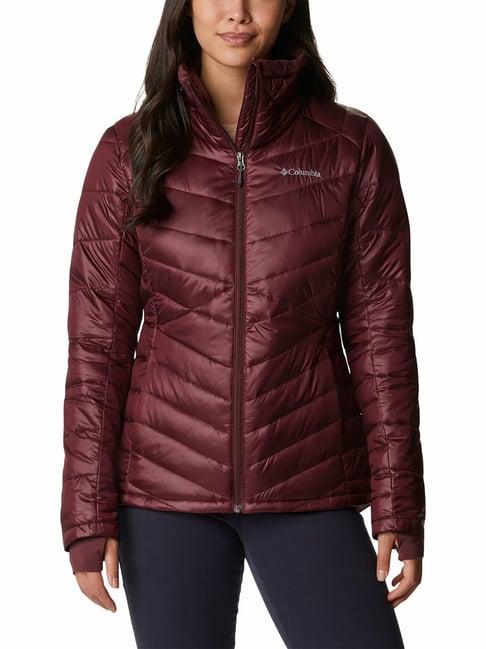 columbia maroon full sleeve joy peak puffer jacket