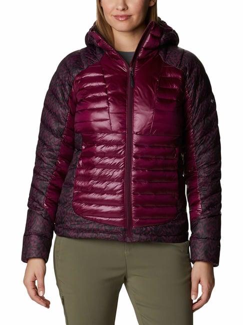 columbia maroon full sleeve labyrinth loop puffer jacket