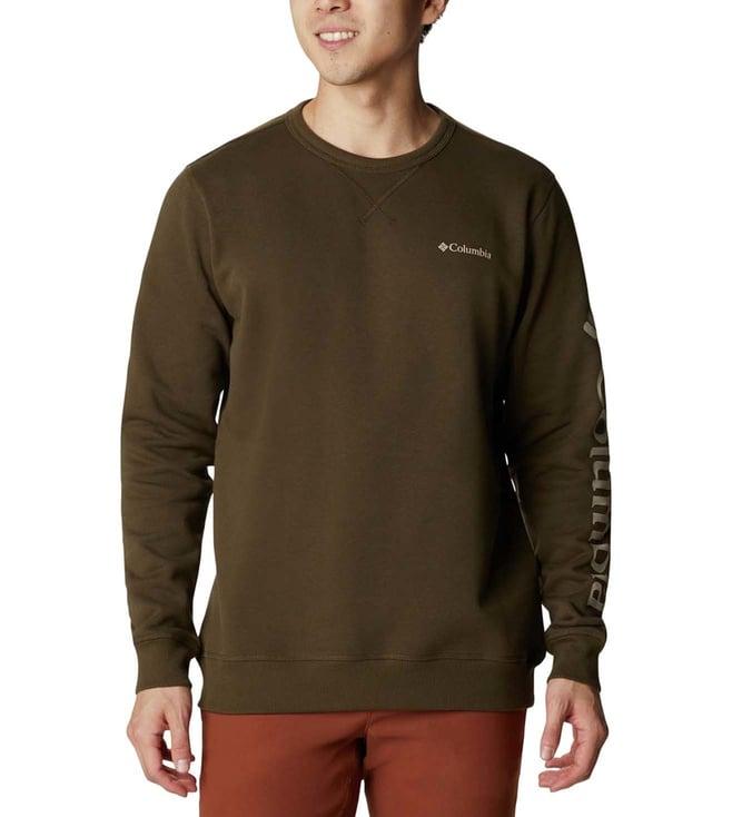 columbia men's green logo fleece crew sweatshirt