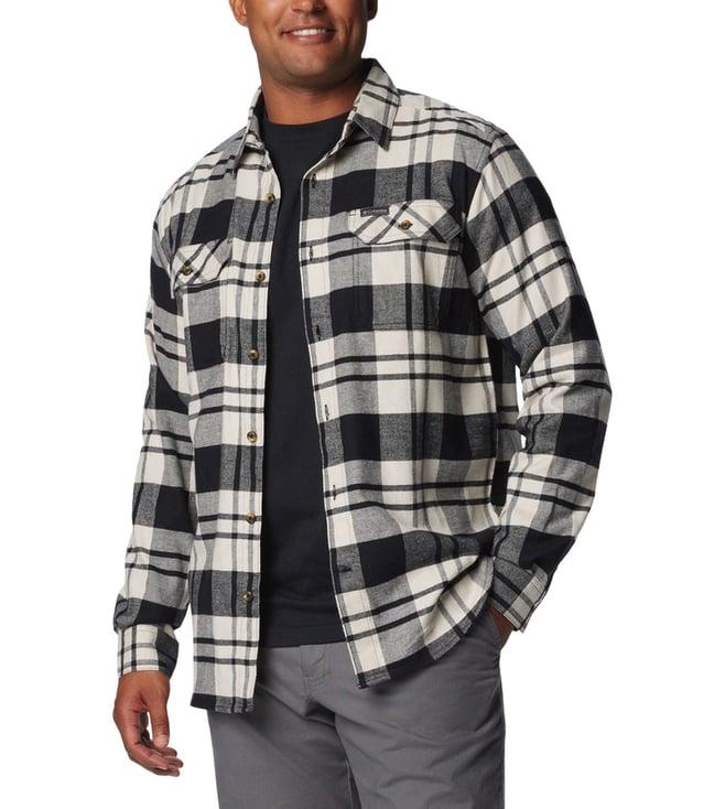 columbia men black flare gun stretch flannel shirt