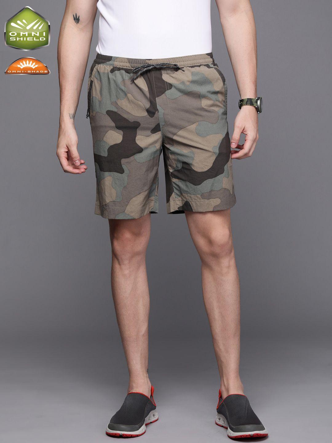 columbia men olive green camouflage printed omni-shield omni-shade m summerdry short