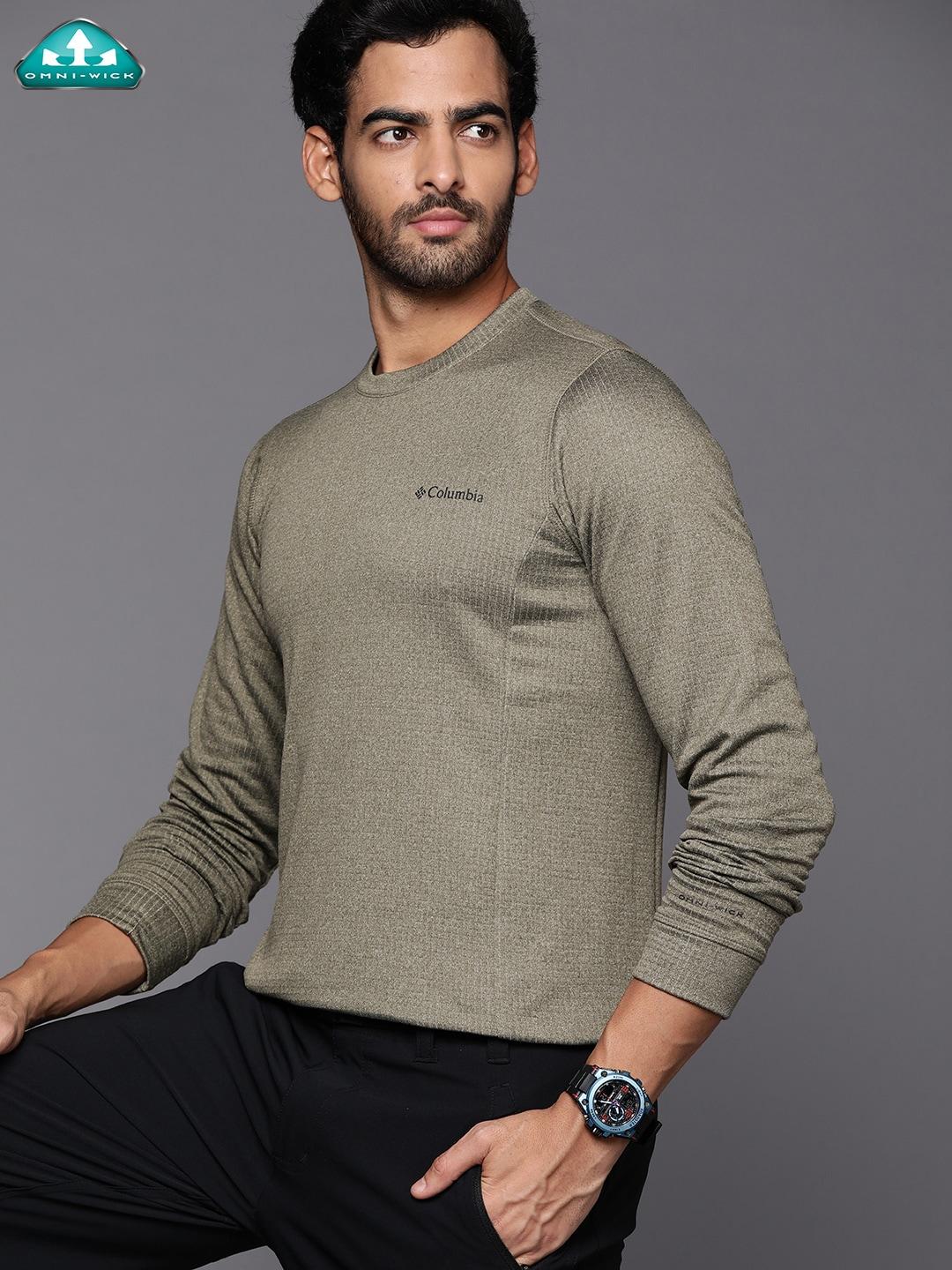 columbia men olive green round neck pullover