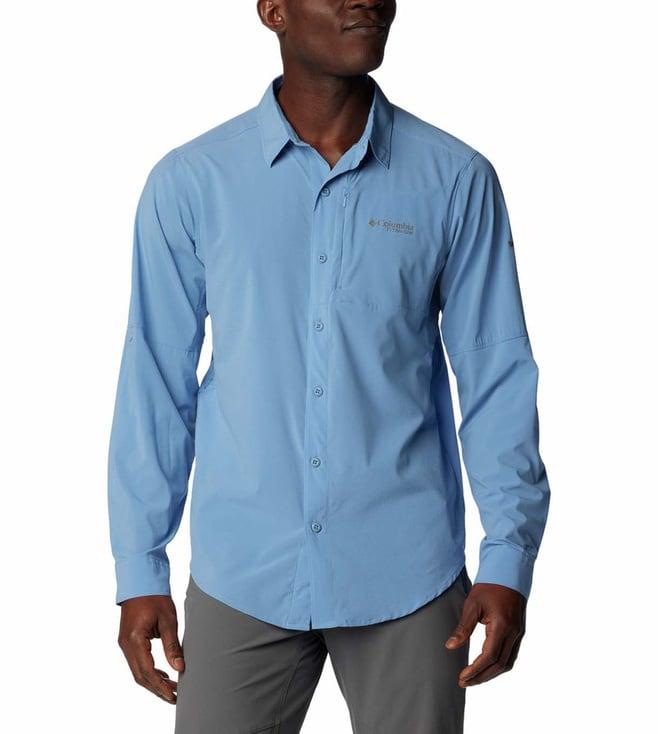 columbia mens blue cirque river vented woven ls shirt