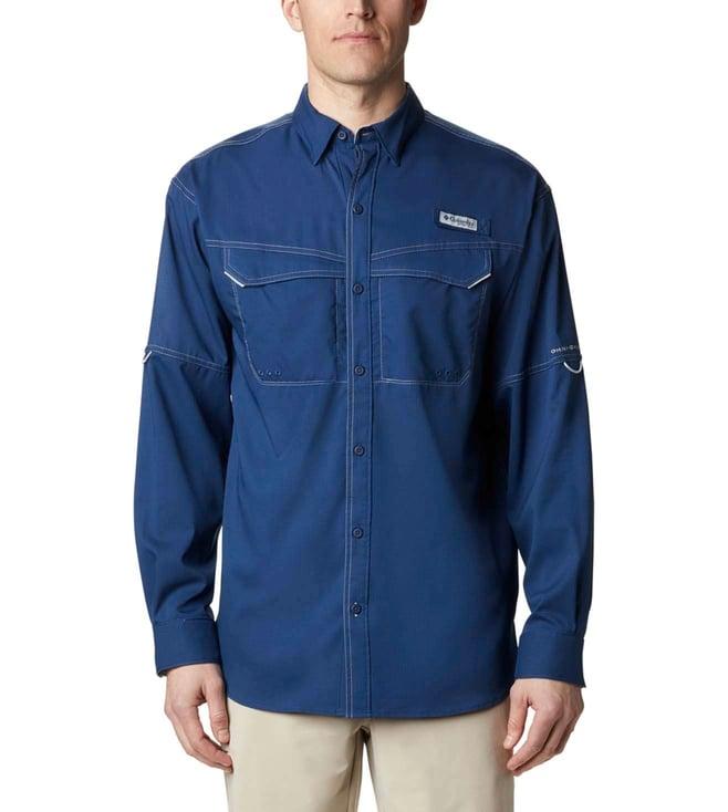 columbia mens blue low drag offshore long sleeve shirt