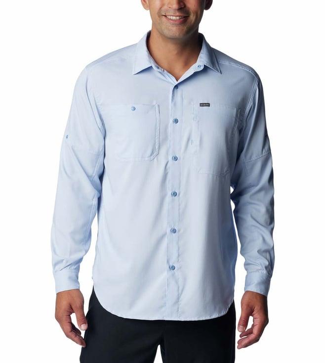 columbia mens blue silver ridge utility lite long sleeve shirt