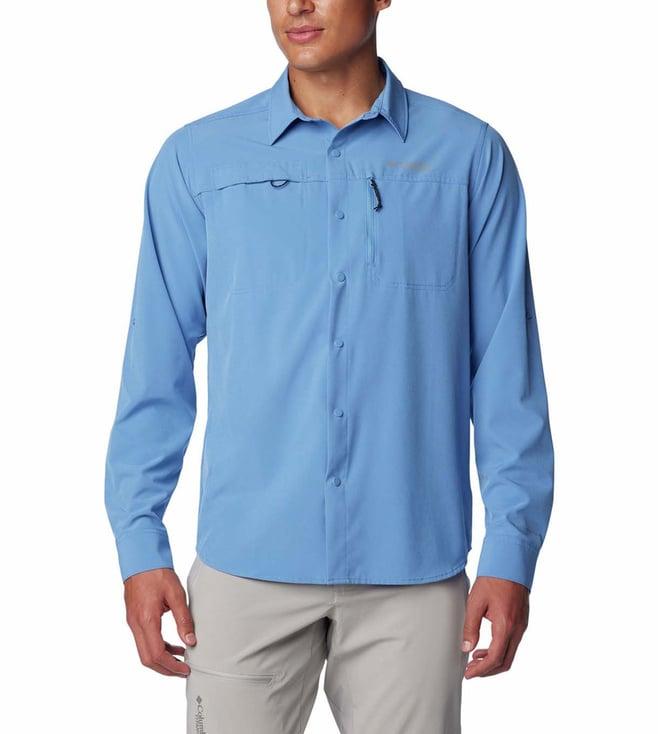 columbia mens blue summit valley woven ls shirt