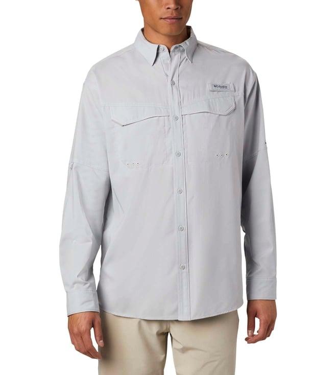 columbia mens grey low drag offshore long sleeve shirt