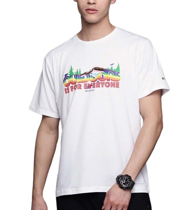 columbia off-white printed regular fit t-shirt