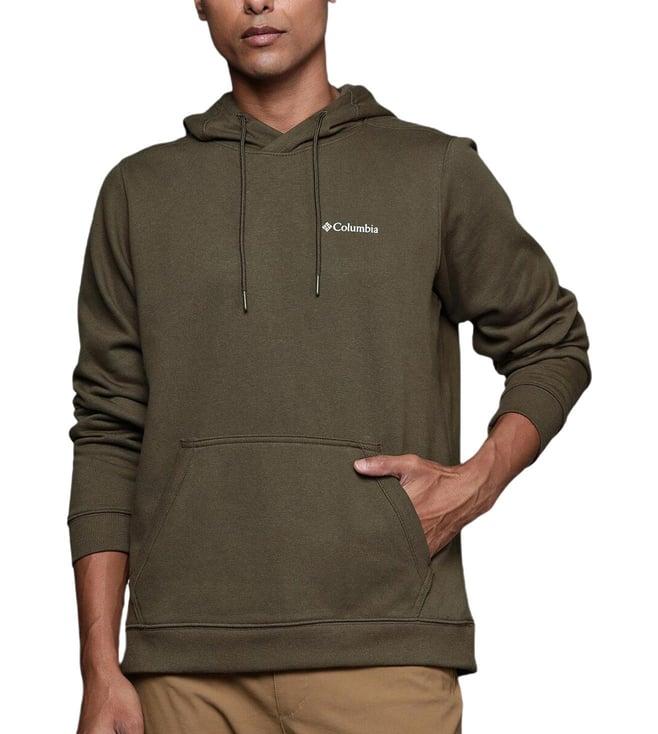 columbia olive green printed regular fit hoodie