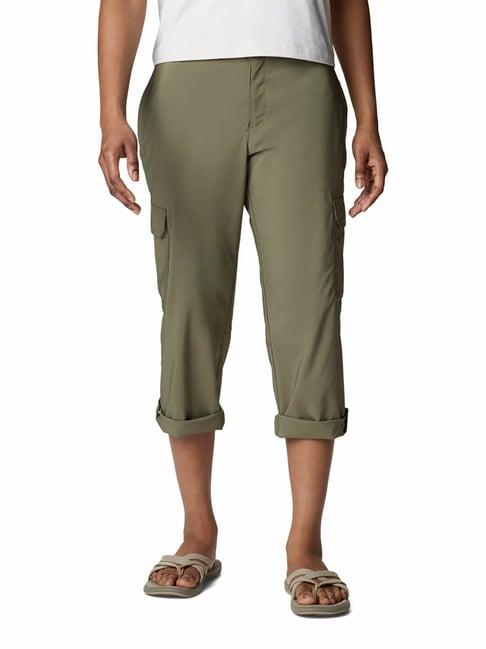 columbia olive polyester regular fit capris