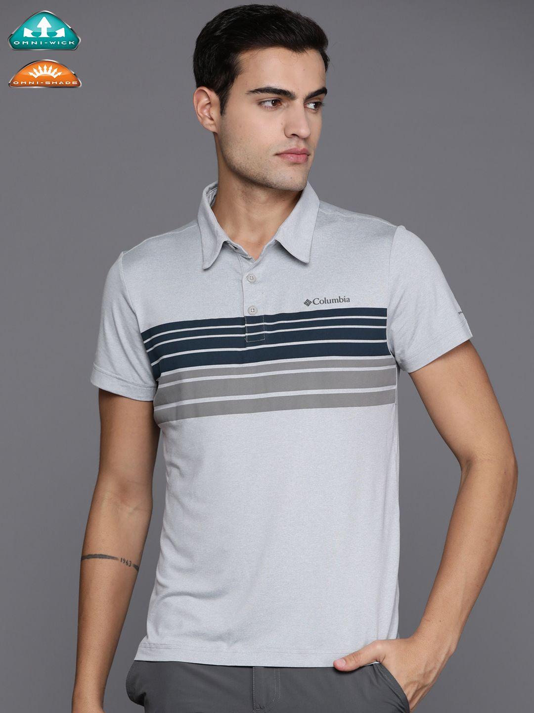 columbia striped slim fit tech trail novelty polo t-shirt