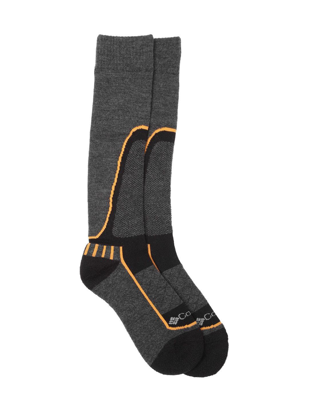 columbia unisex charcoal grey patterned ankle length socks