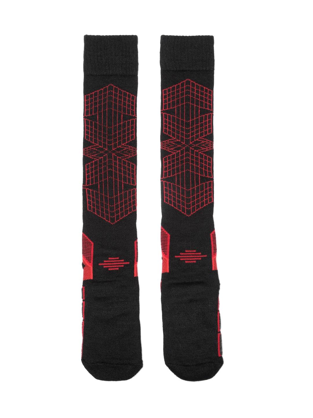 columbia unisex red & black patterned ankle length socks