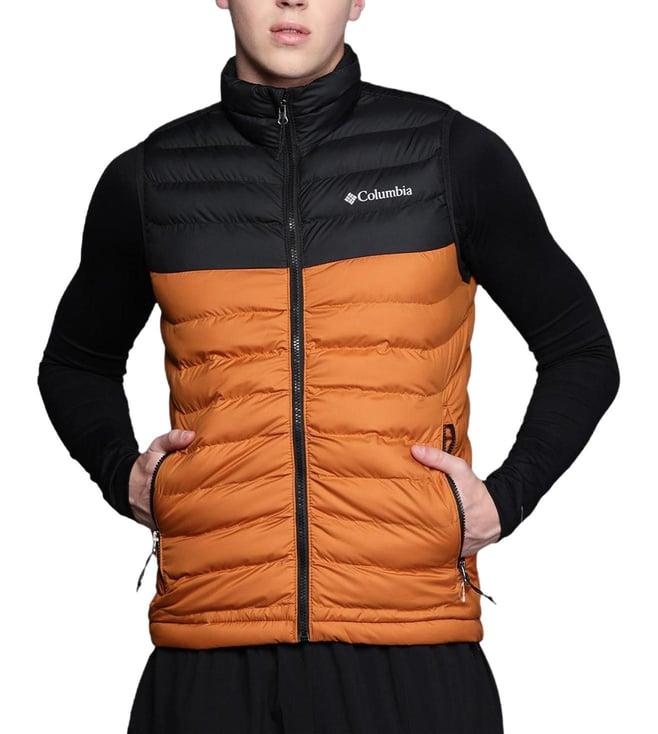 columbia warm copper & black colour-block comfort fit gilet jacket