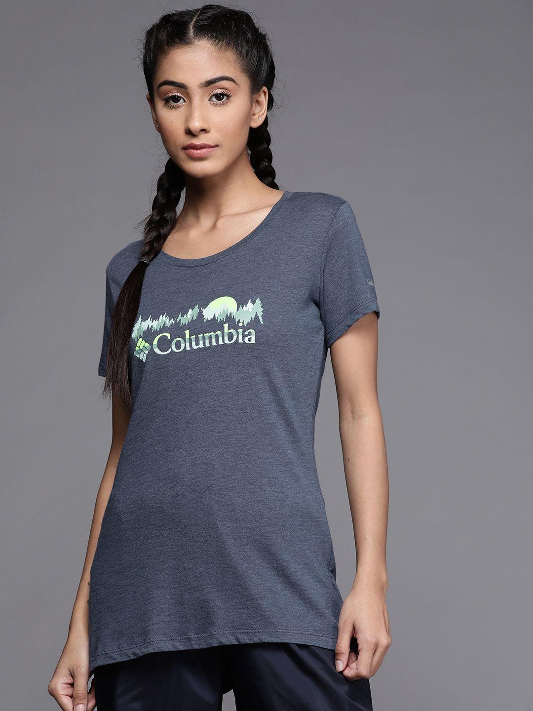 columbia women blue brand logo printed t-shirt