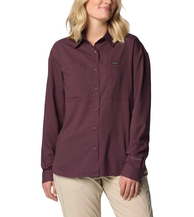 columbia women red silver ridge utility long sleeve shirt