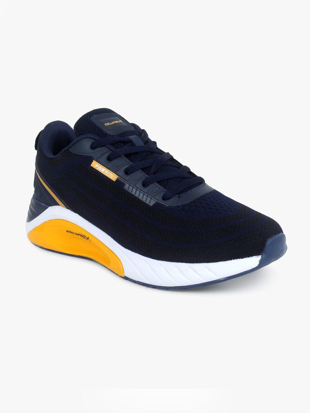 columbus men navy blue mesh running shoes