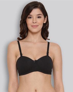 combed cotton seamless wrinkle-free cups bra with detachable strap