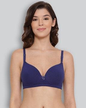 combed cotton seamless wrinkle-free cups bra with detachable strap
