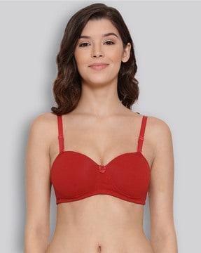 combed cotton seamless wrinkle-free cups bra with detachable strap