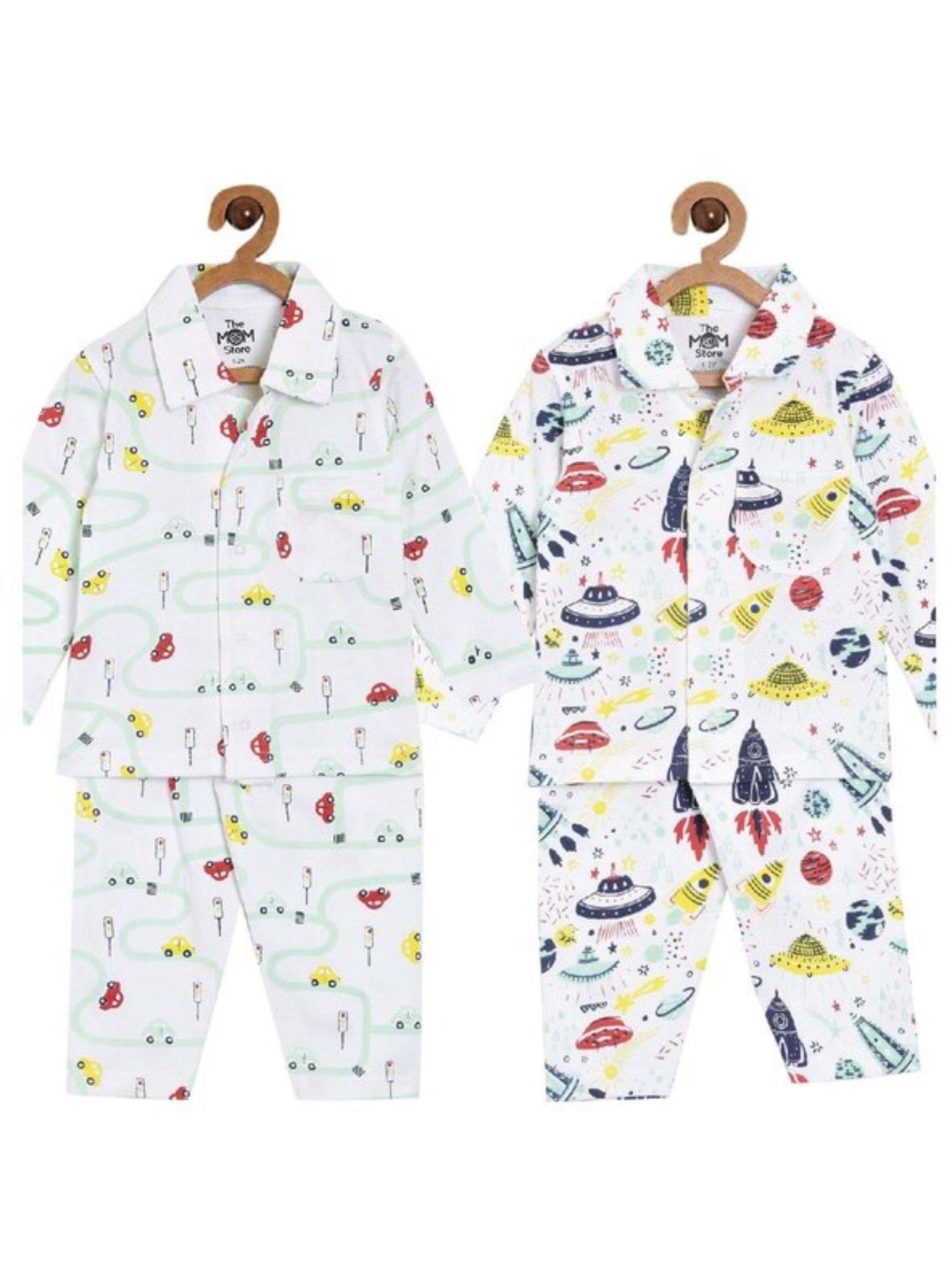 combo of 2 baby pyjama sets - city drive & tour to the space (set of 4)