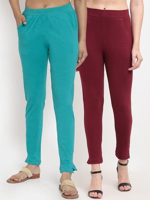 combo of 2 kurti pants of ankle length with fully elasticated waistband with two pockets.