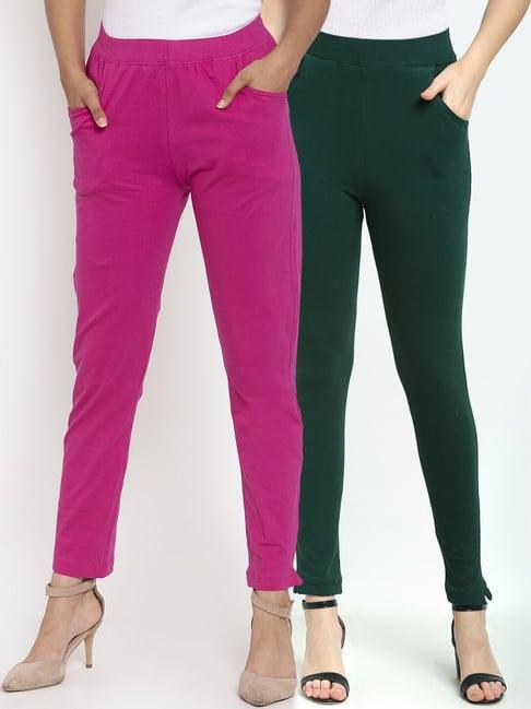 combo of 2 kurti pants of ankle length with fully elasticated waistband with two pockets.