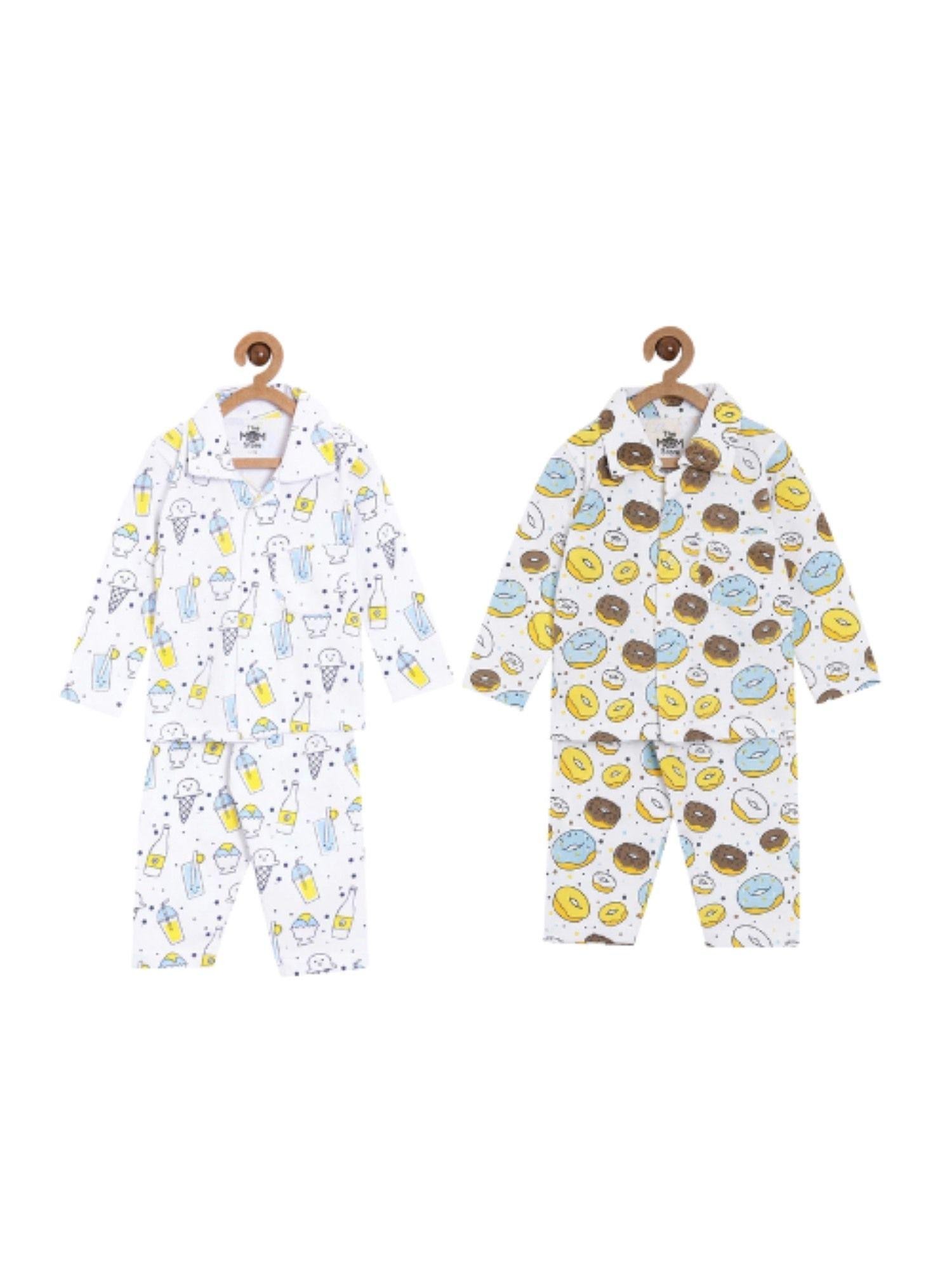 combo of 2 pyjama sets - my smoothie & sweet like a doughnut (set of 4)