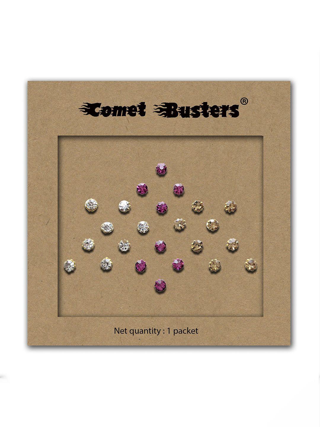 comet busters 24 pcs stone studded reusable bindi - multicoloured