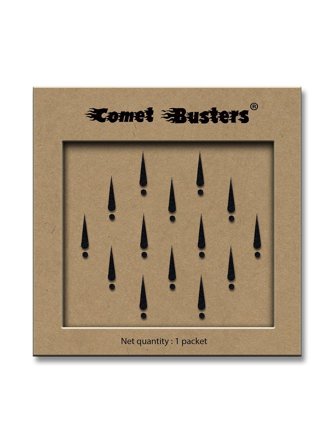 comet busters black handcrafted beautiful traditional designer bindis - 14 pcs