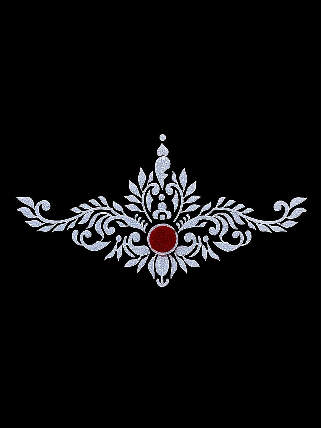 comet busters embellished reusable traditional bindi - white & red