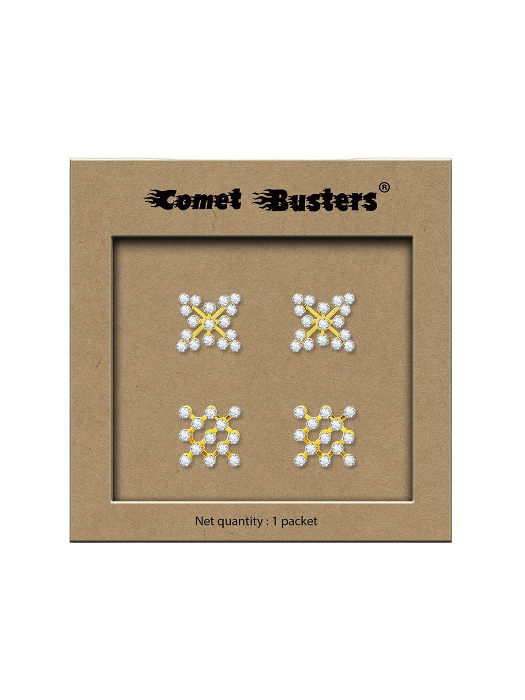 comet busters gold-toned studs earrings