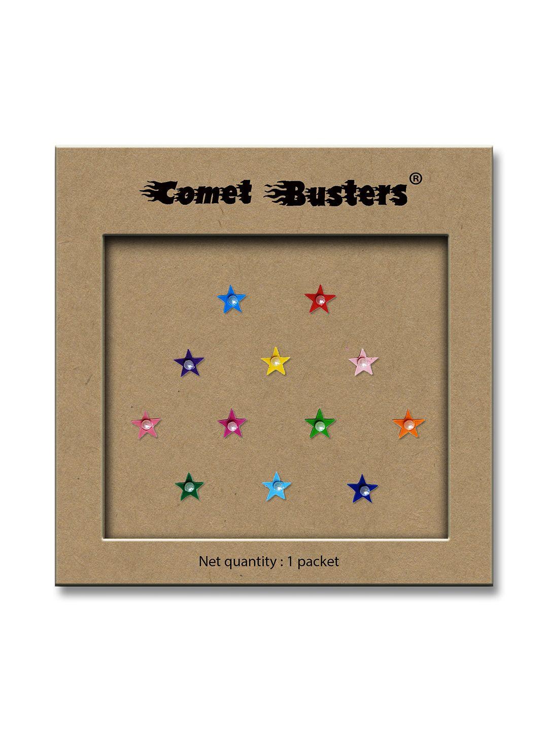 comet busters multicoloured embellished reusable star-shaped designer stickers - 12 pcs