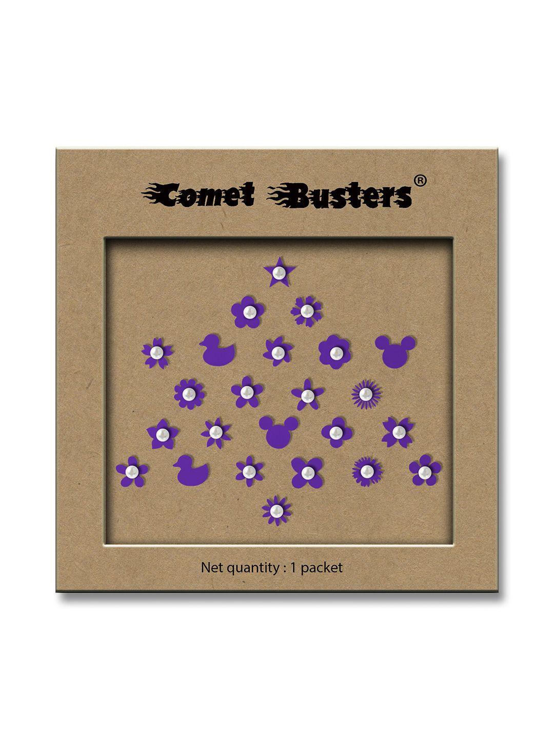 comet busters purple embellished reusable designer stickers - 24 pcs