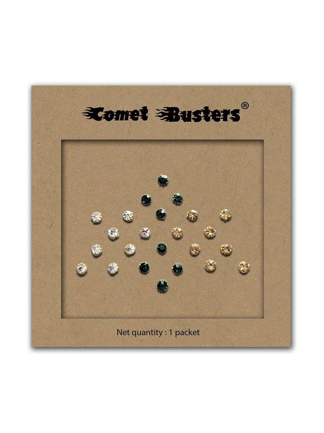 comet busters round shaped embellished bindis - 24 pcs