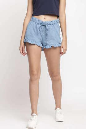 comfort-above-knee-denim-women's-casual-wear-shorts---blue