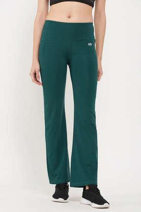 comfort fit high waist flared yoga pants in teal green with side pocket - teal