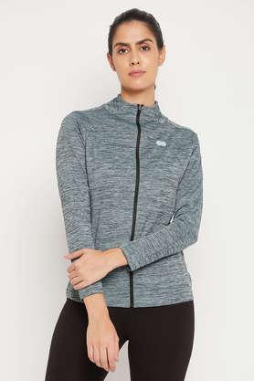 comfort-fit active jacket in dark grey melange - grey