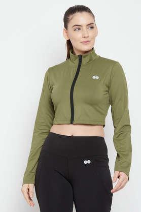 comfort-fit crop jacket in olive green - green