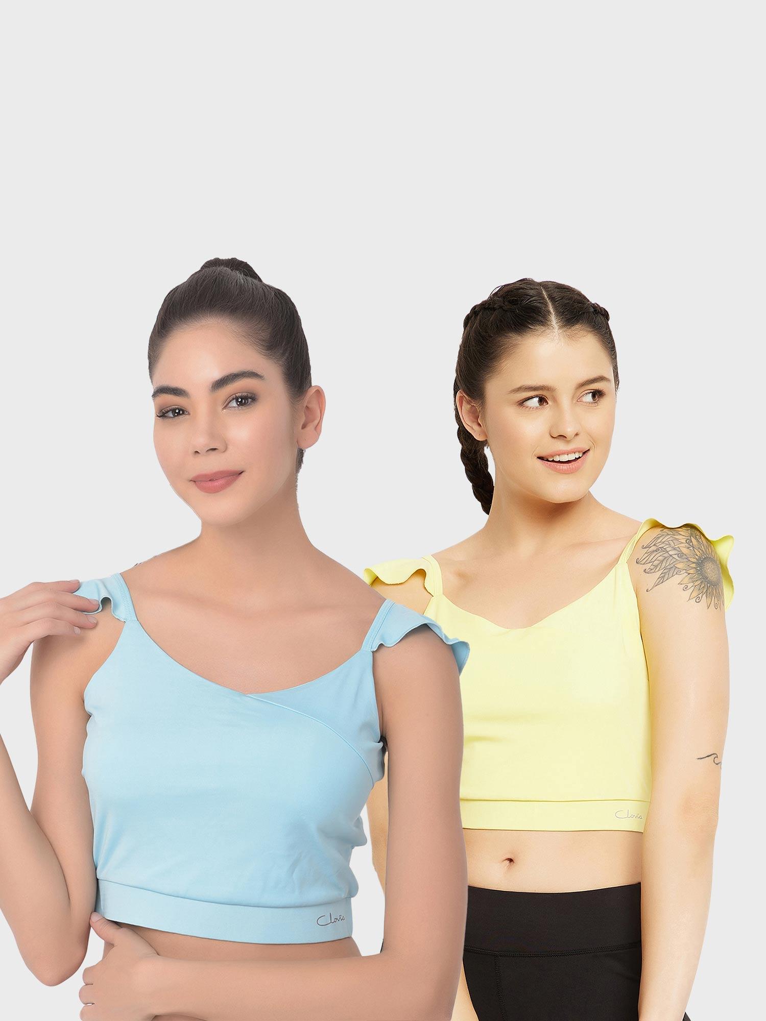 comfort-fit active crop top with removable pads multi-color (pack of 2)