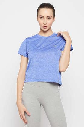 comfort fit cropped active t-shirt in sky blue melange - blue