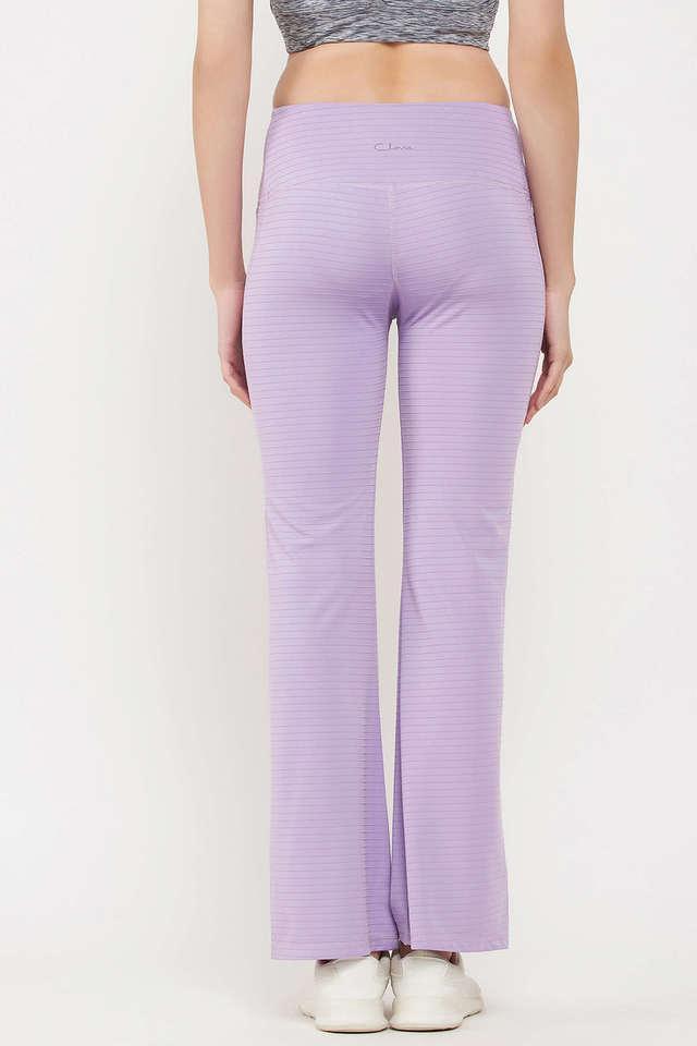 comfort fit high rise flared yoga pants in lilac with side pocket