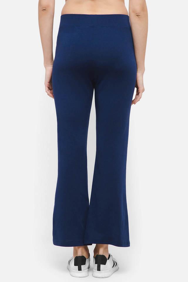 comfort fit high-rise flared yoga pants in navy with side pockets