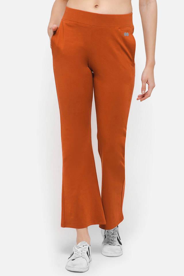 comfort fit high-rise flared yoga pants in orange with side pockets