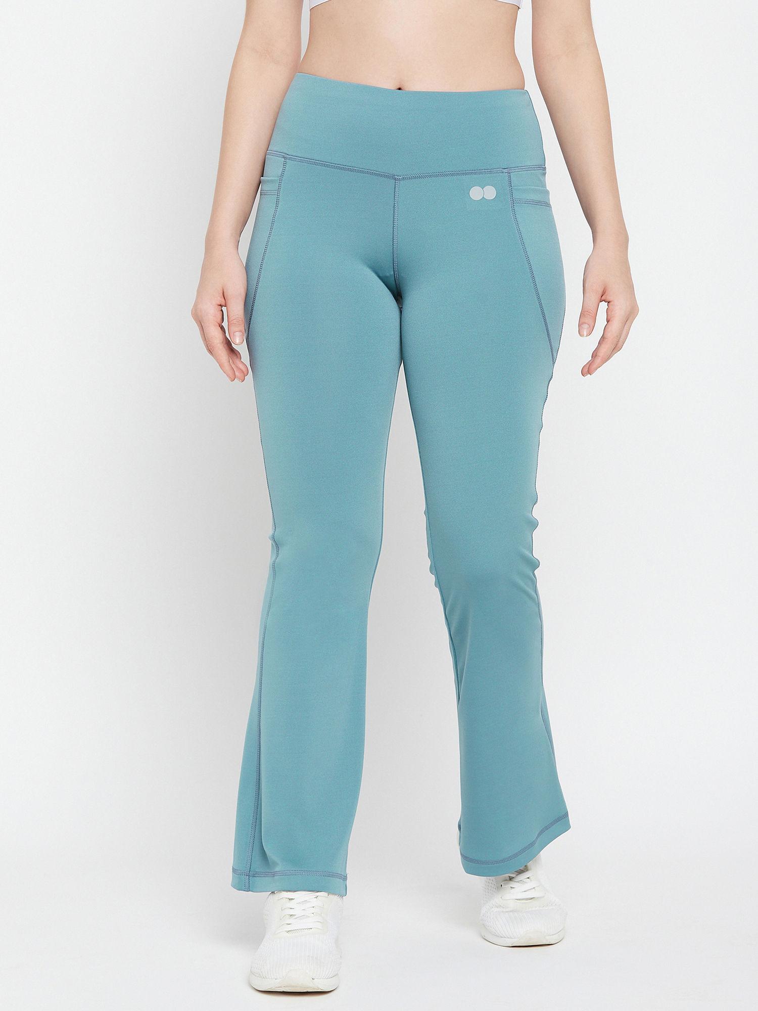 comfort-fit high waist flared yoga pants-blue