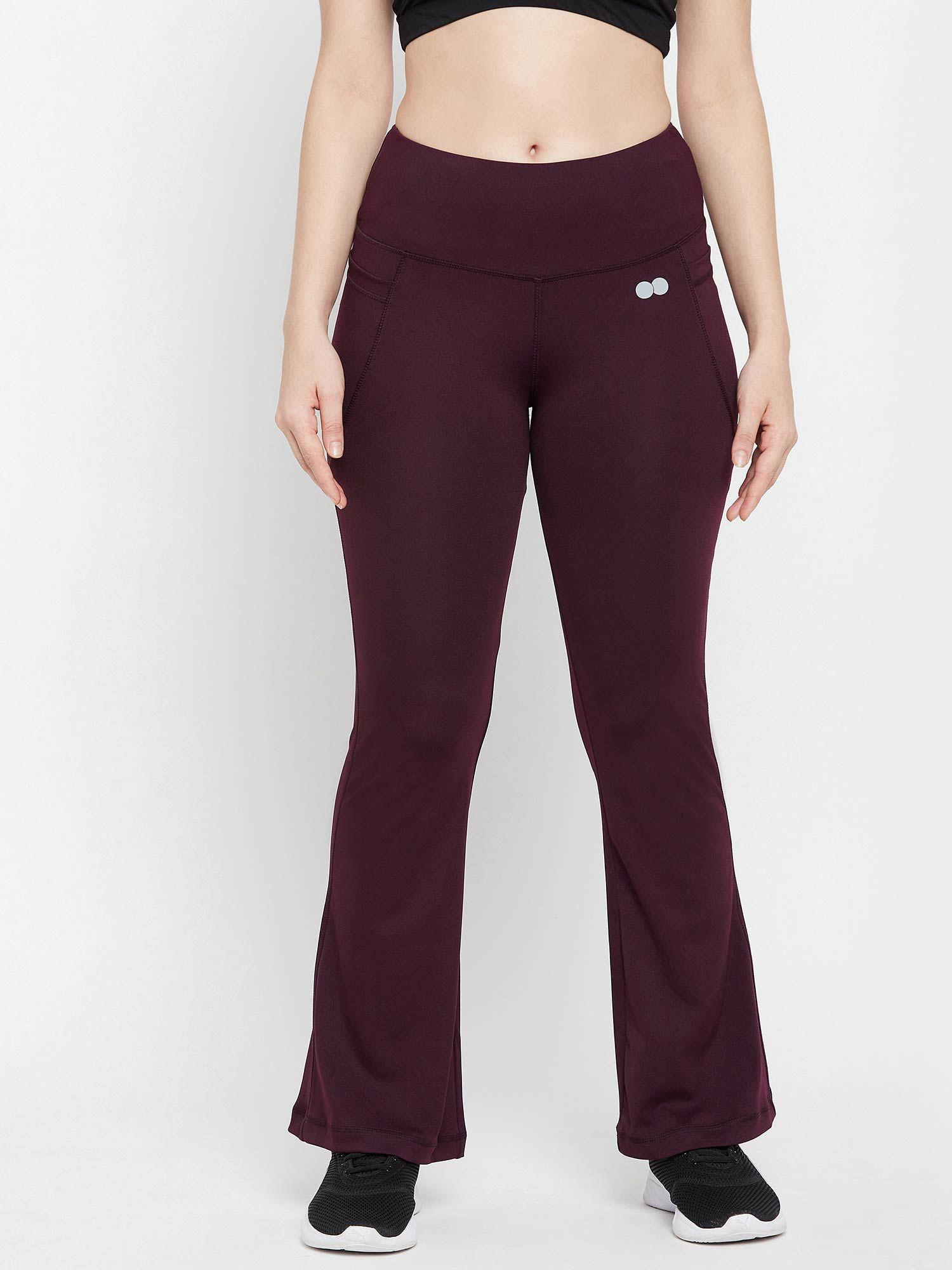 comfort-fit high waist flared yoga pants-wine