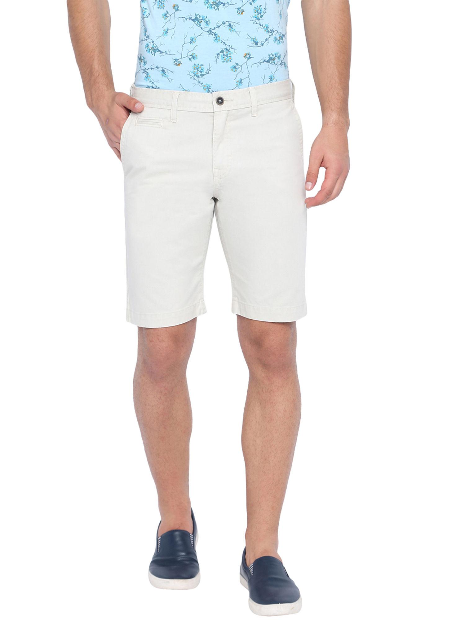 comfort fit oyster grey over dyed cotton shorts